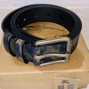 Burberry Camo Print Leather Belt